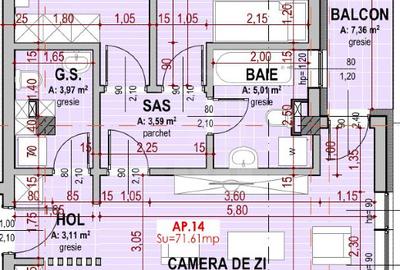 Apartament cu 3 camere semidecomandat în Florești - 14