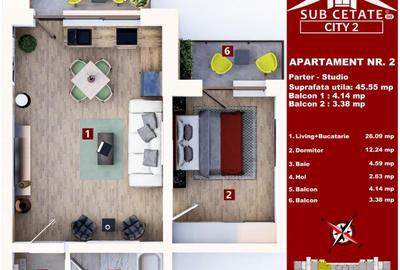 Studio de vanzare - Direct Dezvoltator Subcetate City 2 - 3