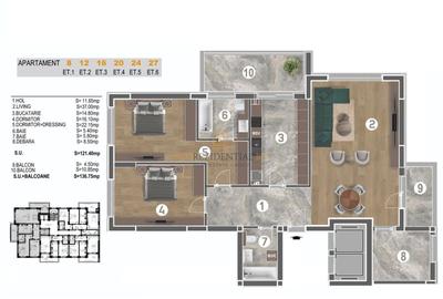 Apartament nou 3 camere, Piata Sudului, Delta Vacaresti - Comision 0 - 8
