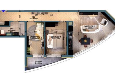 Apartament cu 3 camere în Universității - 18
