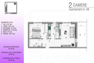 Apartament de lux cu 2 camere ?i terasa panoramica de ... - 7