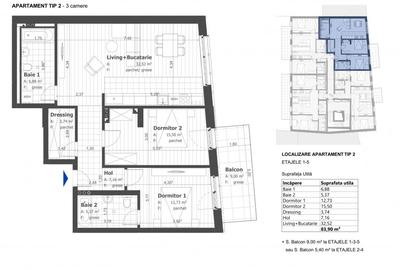 Apartament 3 camere zona Centrala-Parcul Feroviarilor, 84 mp utili, imobil nou - 1