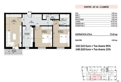 Apartament 3 Camere Sector 4 Grand Arena 77.95Mp