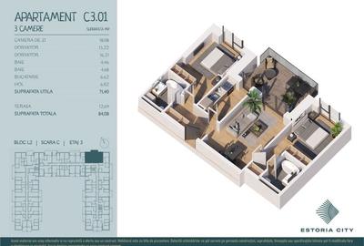 Apartament cu 3 camere, parcare inclusa - 3