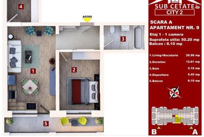 Apartament cu 2 camere în Sânpetru - 5