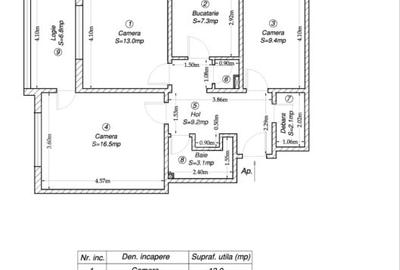 Apartament 3 camere, 61.50 mp, zona Universitatea de Medicina - 10