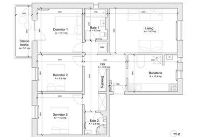Apartament cu 4 camere decomandat, mobilat în Faleza Nord - 18