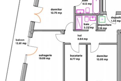 Apartament cu 3 camere decomandat în Central