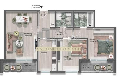 Apartament cu 3 camere decomandat în Albert - 2