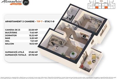 Apartament cu 2 camere decomandat în Alexandriei - 3