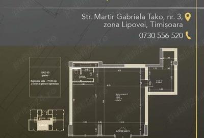Spatiu de VANZARE SAU INCHIRIAT 79 mp , str Martir Gabriela Tako nr.3, Zona Lipovei - 2