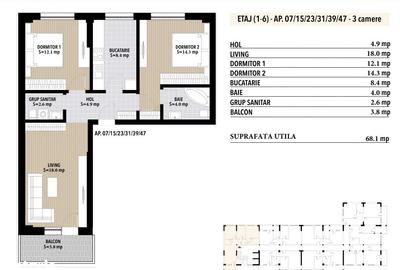 Apartament cu 3 camere decomandat în Berceni - 6