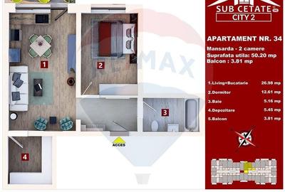 Apartament cu 2 camere semidecomandat în Sânpetru - 7