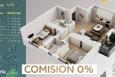 Apartament cu 3 camere în Aradului