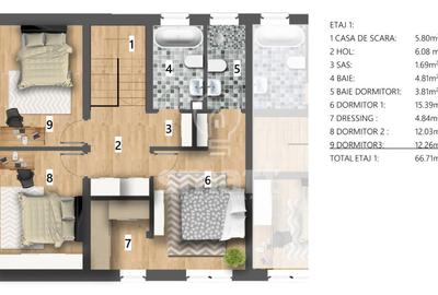 Duplex cu 5 camere cu Canalizare în Iris - 4