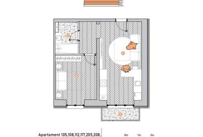 Apartament 2 Camere tip Studio de la Dezvoltator/Melchisedec Residence - 2