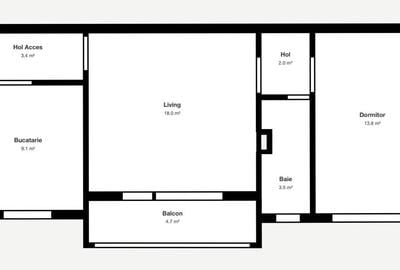 2 camere, 50mp, centrala termica, 0% Comision - 13