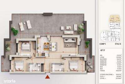 Apartament cu 4 camere în Titan