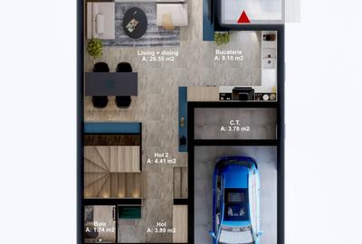 Casă cu 3 camere cu Teren 250 Mp în Central