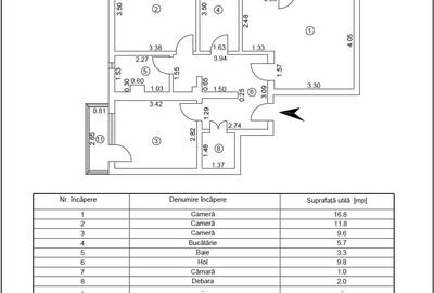 Apartament cu 3 camere decomandat în Micro 19