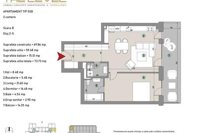 Apartament cu 2 camere semidecomandat în Bucureștii Noi