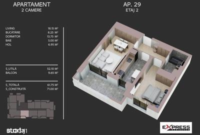 Apartament cu 2 camere decomandat în Metalurgiei