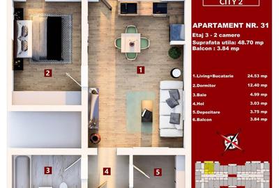 Apartament cu 2 camere în Central - 9