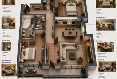 Apartament cu 3 camere decomandat în 13 Septembrie - 1