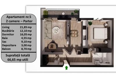 Apartament cu doua camere 67mp, zona Tractorul - 10