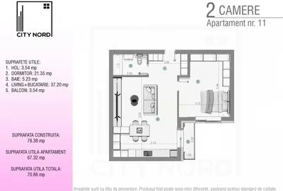 Apartament cu 2 camere în Tunari - 8