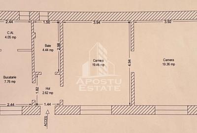 Apartament cu 2 camere la curte comuna in - 8