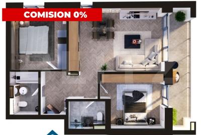 Apartament cu 3 camere semidecomandat în Torontalului - 1
