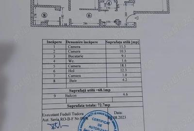 Apartament cu 3 camere decomandat în Central