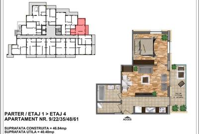 Apartament de vanzare - bloc nou, zona Aurel Vlaicu 40,4 mp+ terasa 7,2 - 1