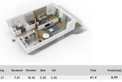 Apartament cu 2 camere semidecomandat în Central