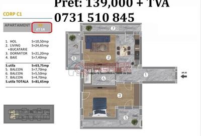 Apartament cu 2 camere în Central