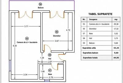 Apartament cu 2 camere decomandat în Ipotești