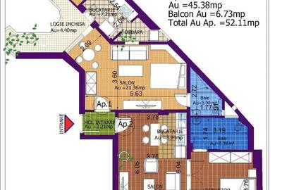 Apartament cu 3 camere + o camera de serviciu - 97,54 mp - Cismigiu - 13