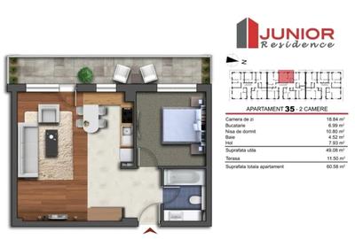 Apartament 2 camere, 50 mp, iris - 3