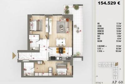 Apartament 3 camere, zonă liniștită, aproape de parc