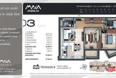 Apartament cu 3 camere decomandat în Craiovei - 2