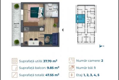Apartament de 2 camere, prima linie la mare, Costinesti - 7