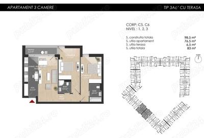 Apartament 3 camere nou, la cheie, 83 mp S.utila - zona Mall Colosseum-Lacul Straule?ti, Sect.1 - 15
