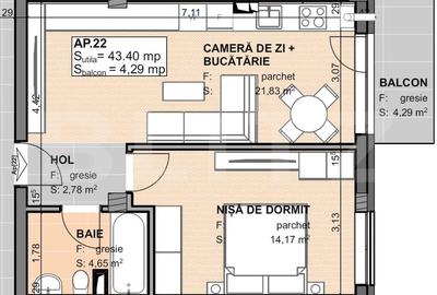 Apartament 1 camera + Nisa de dormit + Balcon - 5