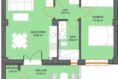 Apartament cu 2 camere decomandat în Șelimbăr - 8