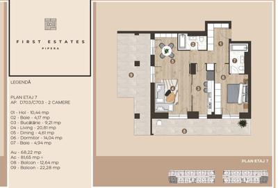 Apartament cu 2 camere si terasa generoasa - 2