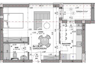 Garsoniera luminoasa cu balcon - 36,37 mp - Cristian - 2