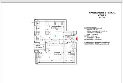 Apartament cu 2 camere decomandat în Central - 2