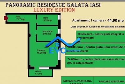 Apartament 1 camera, 44,90 mp, decomandat, de in Galata Ias - 2