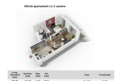 Apartament 2 camere ,54 mp, zona Centrala in cel mai exclusivist bloc din Cluj - 1